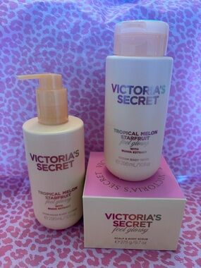Victoria's Secret Tropical Melon Starfruit Body Care Trio - Pink & Cream